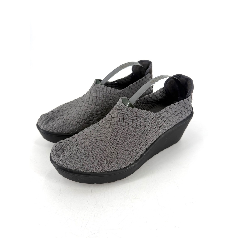 Bernie Mev Betsi Wedge Shoes Womens 10 Grey Woven‎ Elastic Comfort Athleisure